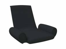 Vidaxl chaise pliable de sol noir tissu