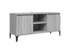 Vidaxl meuble tv avec pieds en métal sonoma gris 103,5x35x50
