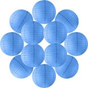 12x Lanterne Papier 40 cm Bleu Roi - Suspension Boule