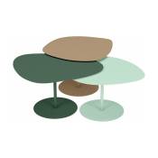 3 Tables basses gigognes sable, olive et vert d'eau