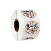 500 autocollants de remerciement 2,5 cm rond multicolore motif fleur en rouleau – Fortement recommandé pour les anniversaires, les mariages, les