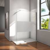 Aica Sanitaire - Paroi de douche 140x200 cm verre satiné au central paroi de douche à l'italienne verre anticalcaire avec