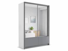 Armoires fonctionnelles - armoire avec tiroirs silu 124 blanc + gris + miroir - armoire avec miroir et porte coulissante, grand espace de rangement, a