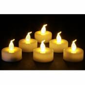 Bougies à LED flamme jaune - piles incluses - Lot de 6 - Livraison gratuite - Flamme Jaune - Support blanc