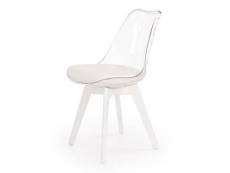 Chaise coque transparente pieds bois blanc giggy 99