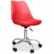 Chaise de bureau à roulettes - Chaise de bureau pivotante - Tulip Rouge - Acier, pp, Metal, Plastique, Nylon - Rouge