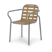 Chaise de jardin avec accoudoirs en acier et bois gris