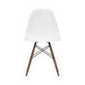 Chaise DSW - Eames Plastic Side Chair / (1950) - Bois foncé - Vitra blanc en plastique
