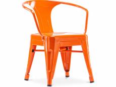 Chaise enfant avec accoudoirs - chaise enfant design industriel - acier - stylix orange