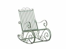 Chaise fauteuil à bascule rocking chair pour jardin en fer vert vieilli mdj10100