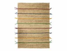 Color jute - tapis en jute avec tresses en laine multicolores