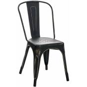 Décoshop26 - Chaise de salle à manger cuisine empilable style industriel en métal noir vieilli