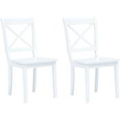 Décoshop26 - Lot de 2 chaises de salle à manger cuisine design classique blanc bois d'hévéa massif