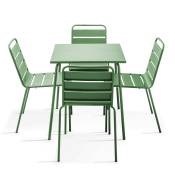 Ensemble table de jardin et 4 chaises en métal vert