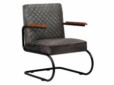 Fauteuil chaise siège lounge design club sofa salon cuir véritable grishelloshop26 1102128par3