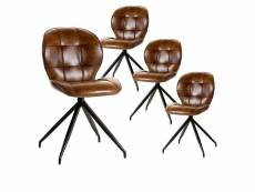 Foly - lot de 4 chaises simili cuir vieilli marron