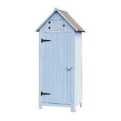 Habrita - Armoire de jardin bleue en bois 3 étagères - ARM0805