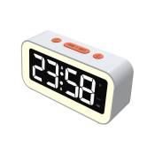 Horloge Numérique LED avec Veilleuse Réglable Lumière Fonction Snooze 2 Alarme 12/24Hr Alimenté par ，Blanc
