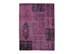 Kilim - tapis en laine artisanal patchwork ethnique violet 120x170