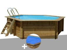 Kit piscine bois Gré Vanille 2 Ø 4,00 x 1,19 m + Bâche à bulles