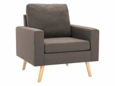 Knut - fauteuil scandinave bois d'hévéa et tissu - taupe 288701
