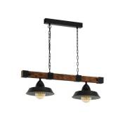 Lampe Vieille suspendue Eglo en métal noir et avec support en bois 220-240 v IP20 fer