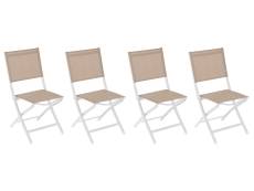 Lot de 4 chaises de jardin en aluminium pliables Lin et Blanc Essentia - Hespéride