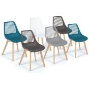 Lot de 6 chaises BONNIE mix color blanc, gris clair, gris foncé x2, bleu canard x2 - Multicolore