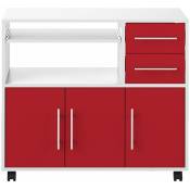 Marius White and Red Microwave Shelf 89 x 81 - blanc et rouge
