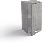 Meuble haut de cuisine 40x33xH72 cm en bois Gris Ciment avec une porte gris
