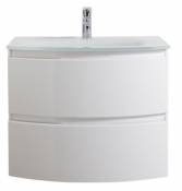 Meuble sous-vasque blanc Vague 70 cm + plan vasque en résine
