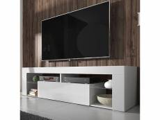 Meuble tv - bianko - 140 cm - blanc mat / blanc brillant