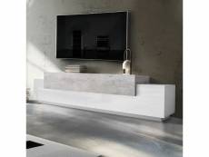 Meuble tv design 240cm 4 placards 3 portes blanc gris