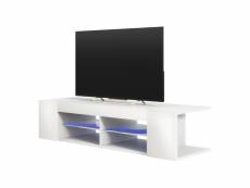 Meuble tv - mitchell - 137 cm - blanc mat / blanc brillant