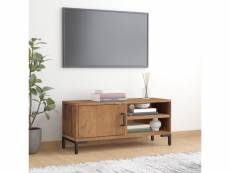 Meuble tv pour salon - armoire tv moderne marron 90x30x40 cm bois de pin massif recyclé meuble pro frco43178