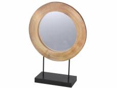 Miroir décoratif à poser rondin de bois et métal