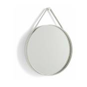 Miroir rond en acier gris clair 50 cm Strap - Hay
