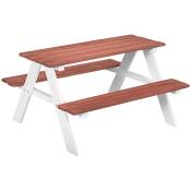 Outsunny Table de pique-nique pour enfants avec bancs en bois massif table enfant pour le jardin 89 x 79 x 50 cm marron et blanc Aosom France