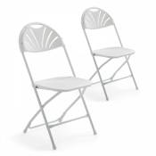 Oviala - Lot de 2 chaises pliantes ajourées - Blanc