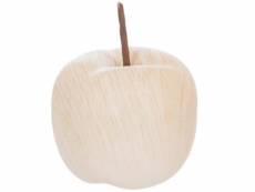 Pomme en céramique effet "bois" 9cm beige