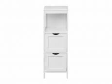 Rebecca mobili armoire à colonnes armoire de salle de bains en bois blanc avec 2 tiroirs et une étagère RE6682