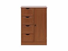 Rebecca mobili meuble de salle de bain 4 tiroirs 1 porte en bois brun armoire moderne sur pied RE6735