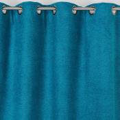 Rideau obscurcissant aspect laine chinée - Bleu - 140 x 250 cm