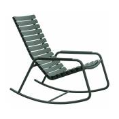 Rocking chair en plastique recyclé et aluminium vert olive Reclips - Houe