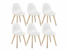 Rohan - lot de 6 chaises imitation laine motif patchwork blanc
