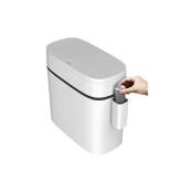 Sunxury - Poubelle en plastique ultra fine avec couvercle, poubelle rectangulaire à pression pour salle de bain, chambre, cuisine et bureau, blanche