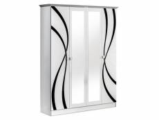 Sylla blanche - armoire 4 portes avec miroir central