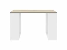 Table basse 65x65x40 cm aspect chêne/blanc en panneau