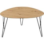 Table basse 80x78x41 cm décor chêne et pieds métal