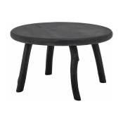 Table basse ronde en bois de pin récupéré noir 70